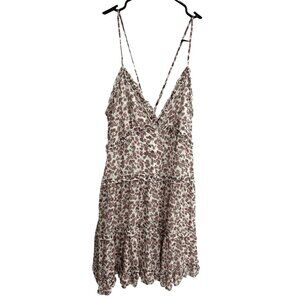 Vine & Valley Floral Tiered Mini Dress Spaghetti Straps  V-Neck Y2K Babydoll